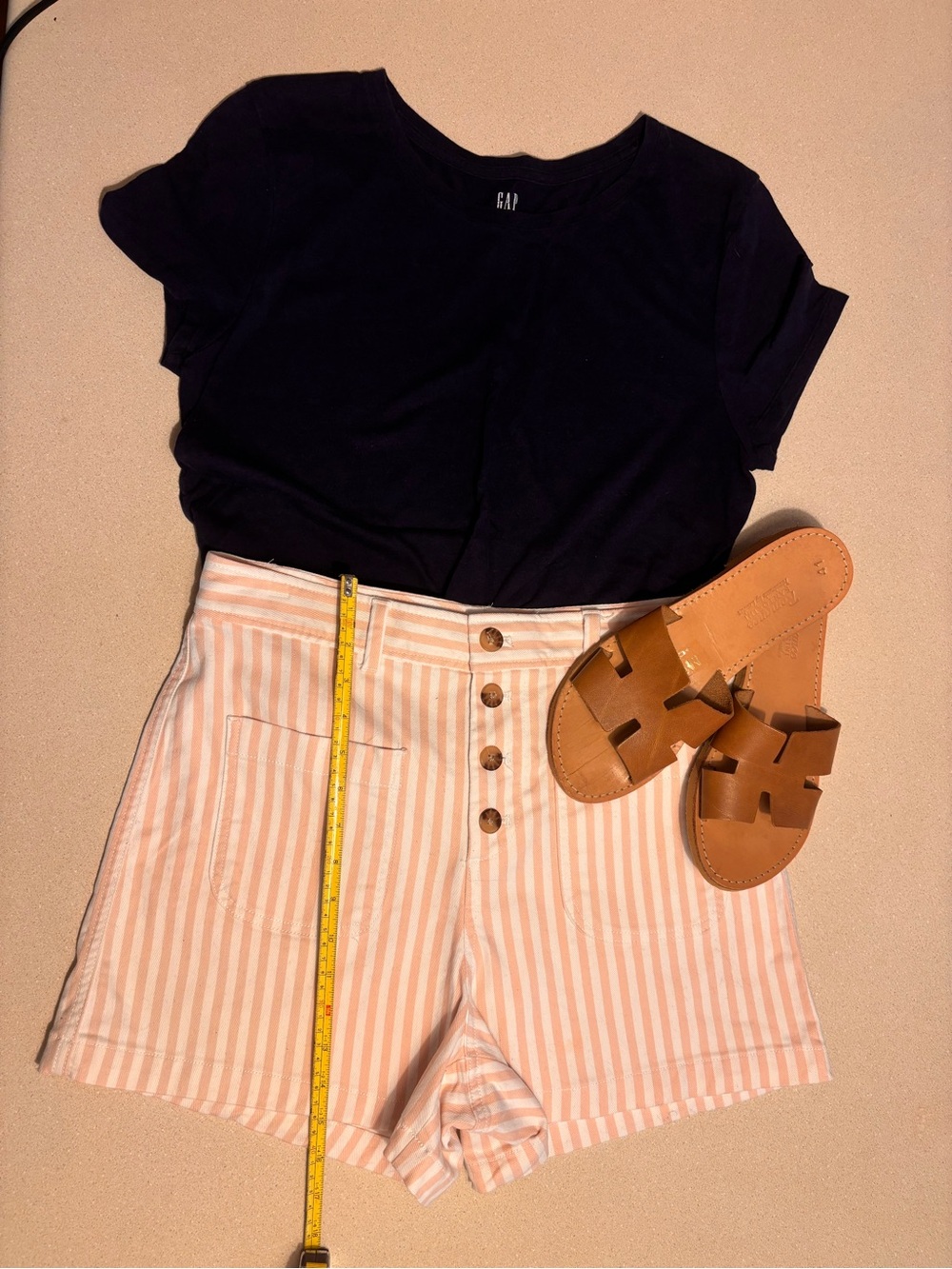 GAP Peachy pink  and White Striped Shirt